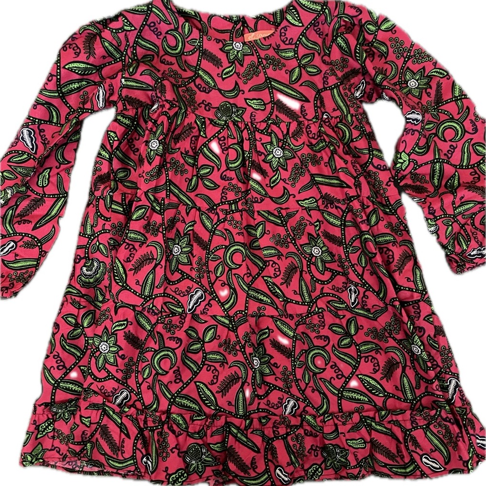 Floral Pink and Green Kids Dress